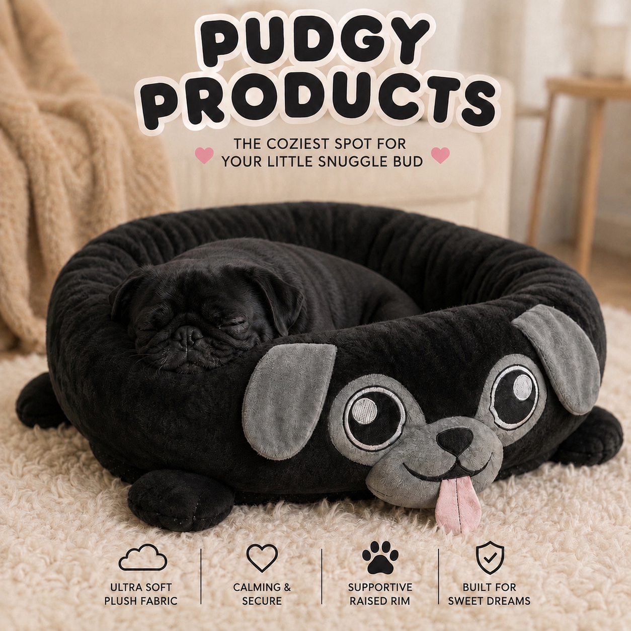 Nubbers Dog Bed (Black)